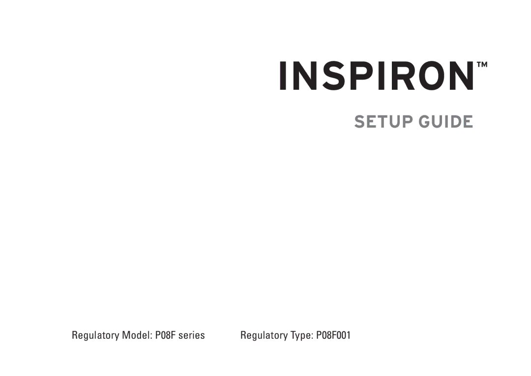 Dell P08F series, 1564, 8X93C, P08F001 setup guide Setup Guide 